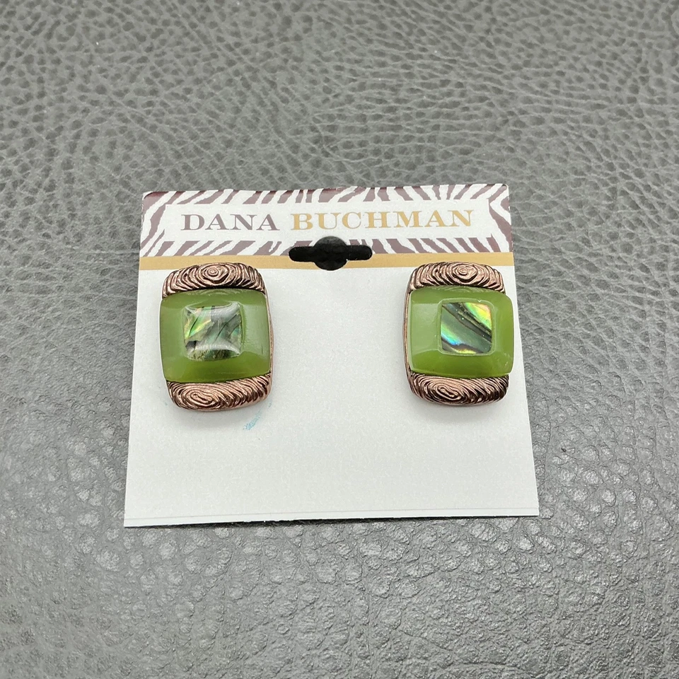 Pendientes perforados Dana Buchman imitación abulón concha mujer cobre bronce tono tachuelas Foto 2 de 4