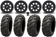 Fuel Maverick Black 14" Wheels 28" Blackwater Tires Kawasaki Brute Force IRS