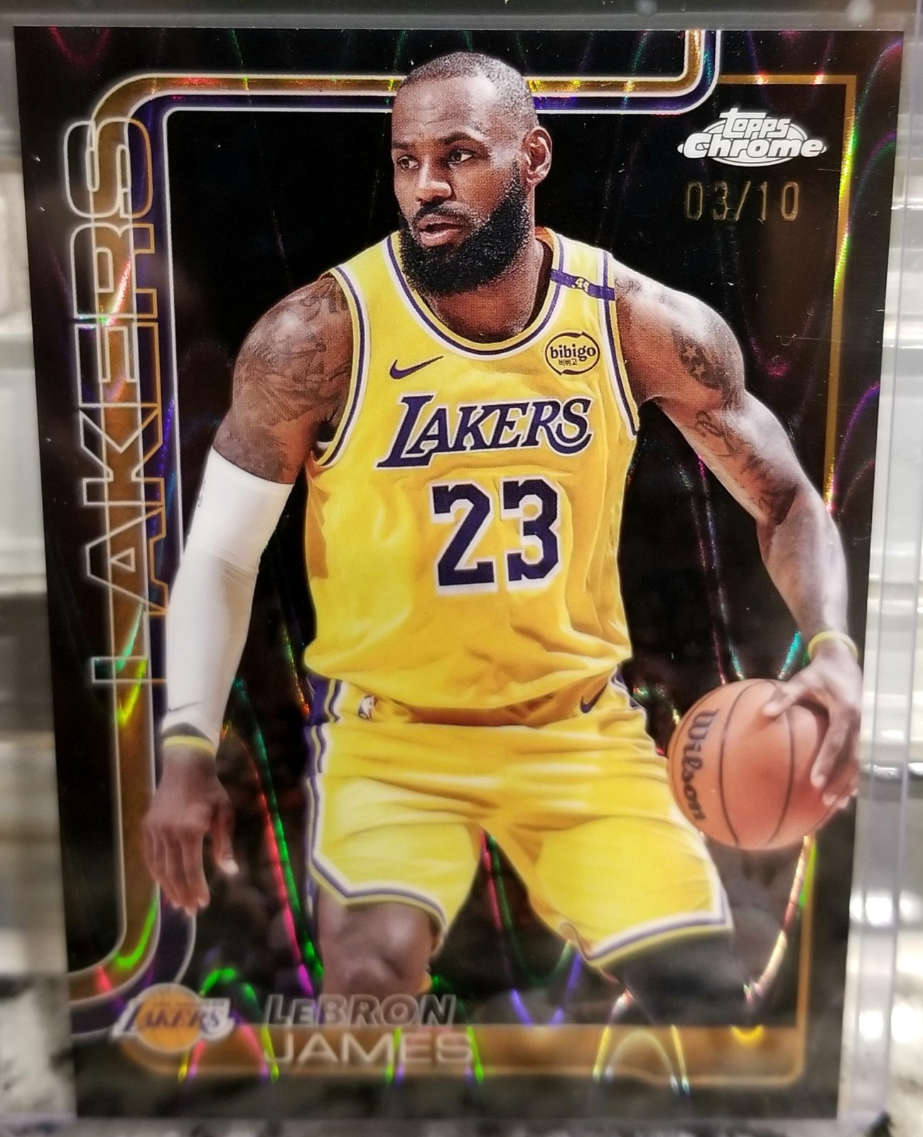 Lebron James 2025-26 Topps Chrome BLACK RAYWAVE!! 3/10 Lakers #127 SSP
