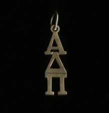 New 10K 22mm Solid Yellow Gold Alpha Delta Pi Sorority School Pendant Charm -PS