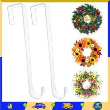 12 Inch Clear Wreath Hangers for Front Door 2 Pack Over the Door Hook Holder