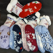 Muk Luks Women's Cabin Socks 2 Pairs Non Slip Fully Lined Faux Fur Loungewear