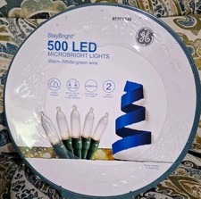 GE 5971346 500CT warm white green wire microbright LED lights. 2x250ct New