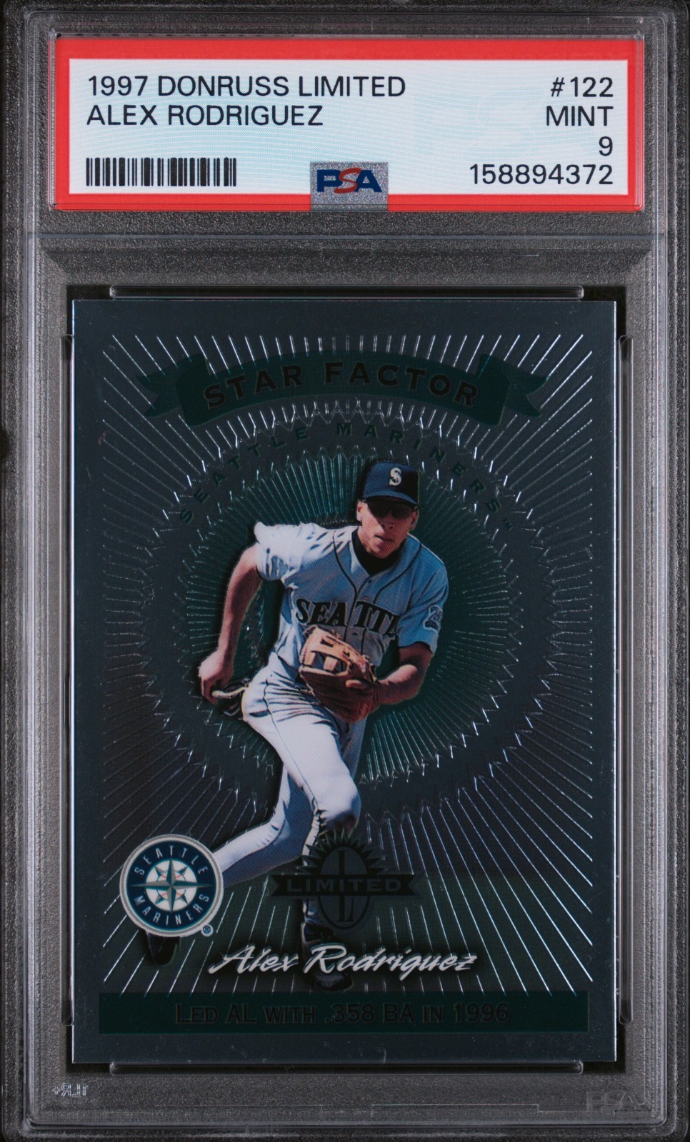 1997 Donruss Limited Star Factor /1100 RARE Alex Rodriguez Mariners #122 PSA 9