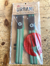 CHEF WORKS URBAN SUSPEDERS-NEW IN PACKAGE-GREEN STRIPED-ADJUSTABLE-INSTRUCTIONS