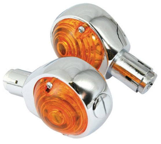 Bullseye Bar End Turn Signals / Indicators for 1 inch (25mm) Handlebars - Chrome