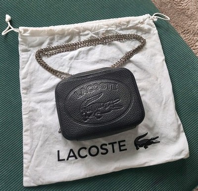 Lacoste Umhängetasche Croco F191000 Schwarz Leder Damen
