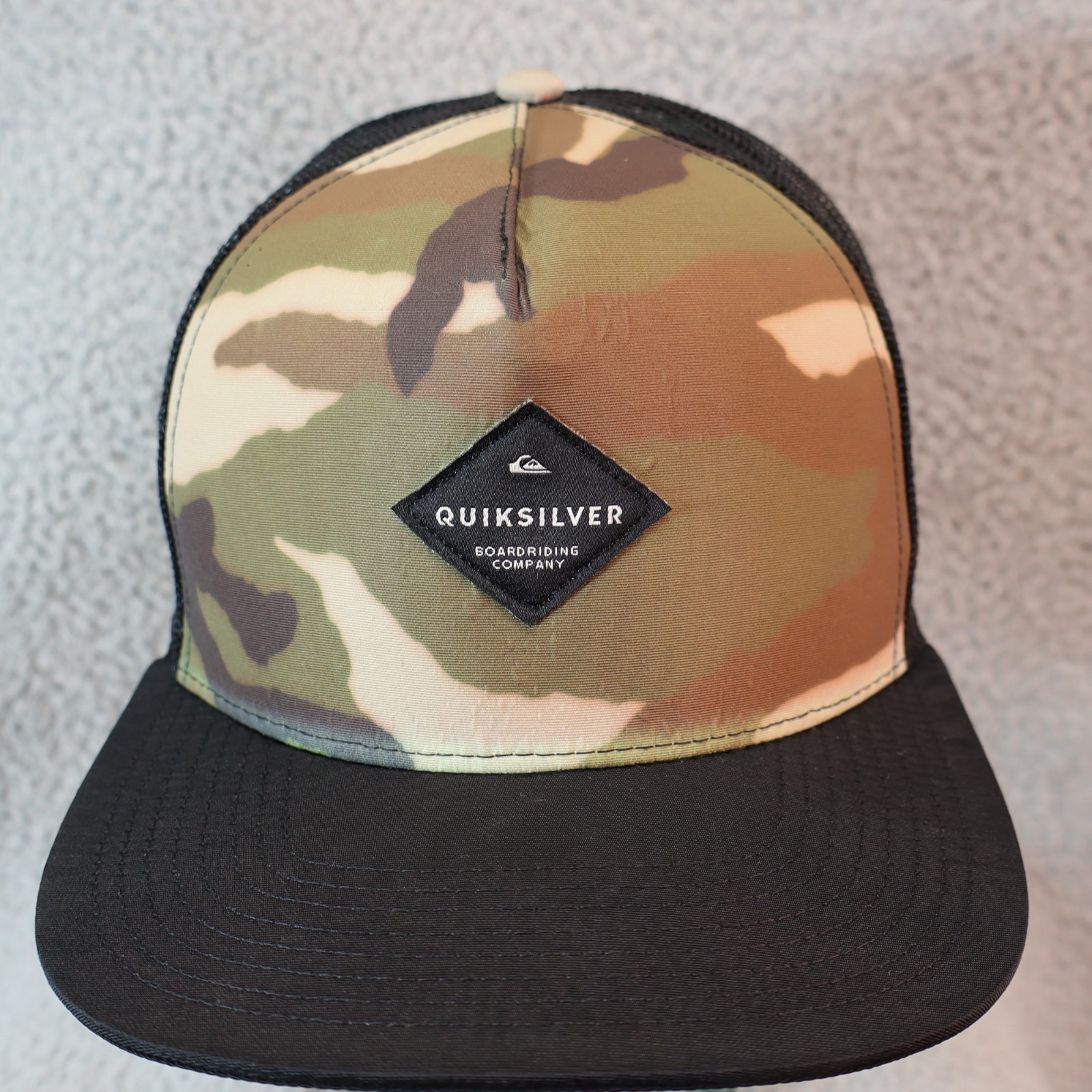 Quiksilver Trucker Hat Black Camo Snapback OS Surf Skate Bea