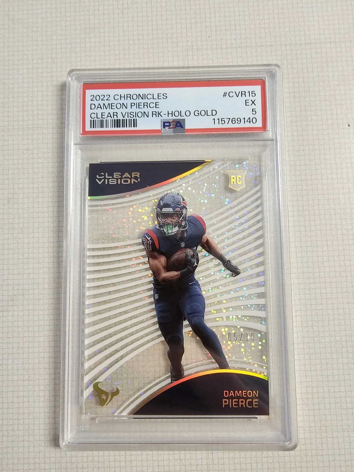 Dameon Pierce Panini Chronicles Clear Vision Rookies #CVR15 Holo Gold