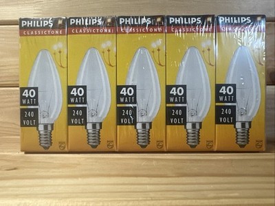 Pack of 10-PHILIPS CLASSICTONE 40W CANDLE Light Bulb B35 CL 240V E14 SES 405 LUM