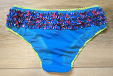 Vintage Victoria's Secret Pout Blue Sheer Mesh Satin Ruffled Cheekini Panties S