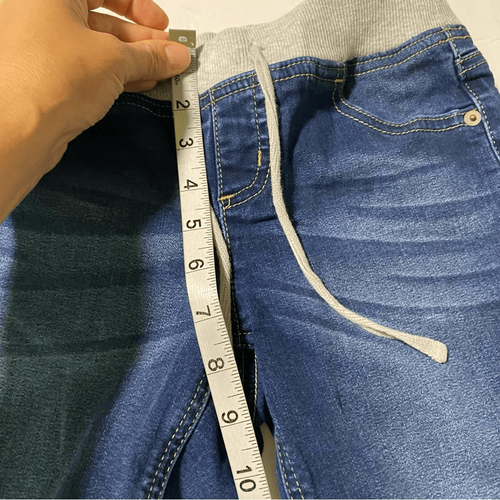 Justice blue denim jean stretchy pull on Long Bermuda shorts girls 10 - Picture 3 of 6