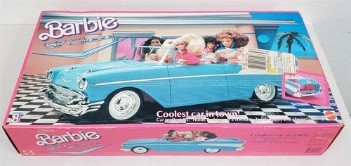 Z-818 VINTAGE 1989 MATTEL BARBIE '57 CHEVY BEL AIR CONVERTIBLE CAR-MINT IN BOX!
