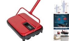  Carpet Sweeper, Mini Size Lightweight Hand Push - No Noise, Non-Electric, Red