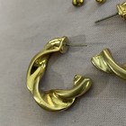 Gold Tone Twist Hoop Earrings-stud — photo 5