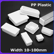 Square  Rectangle Plastic End Caps Blanking Plugs Tube Inserts 10-100mm White