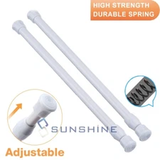 2X Heavy Duty Steel Adjustable Tension Curtain Rod Spring Curtain Pole 23"-44"