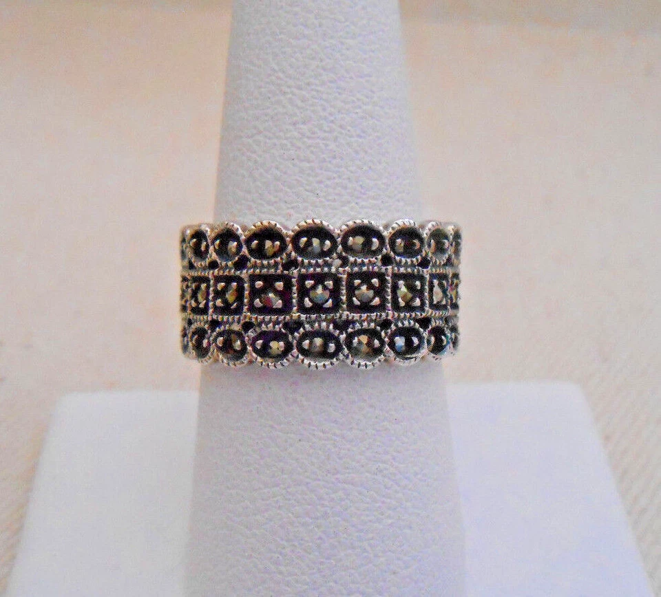 Lindo anel de prata esterlina Judith Jack marcasita 353507 - Imagem 4 de 4