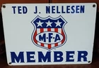 Missouri Farmers Association VINTAGE PORCELAIN SIGN Ted J. Nellesen  Member