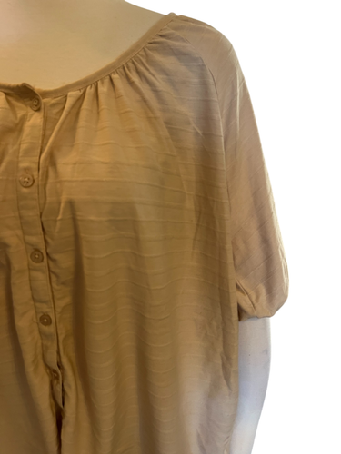 Wonderly Beige 3X Blouse Top Casual Short Sleeve - Picture 3 of 7