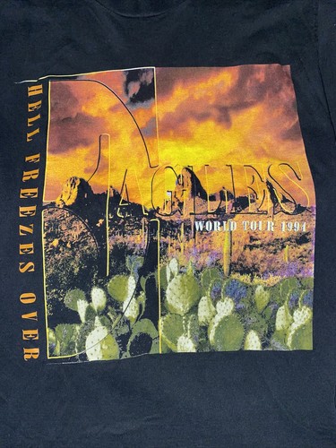 EAGLES T Shirt Uomo XL Concerto HELL FREEZES OVER World Tour 1994 Giant Tag Vintage - Foto 2 di 6