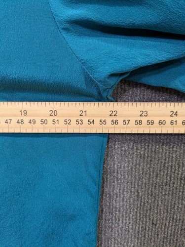 Garnet Hill Silk Blouse Womens 8 Scarf Neck Open Popover Collared Teal - Picture 10 of 15