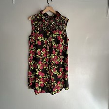 MinkPink Dress Women’s Size Medium Sleeveless Floral Print Button Up Shift