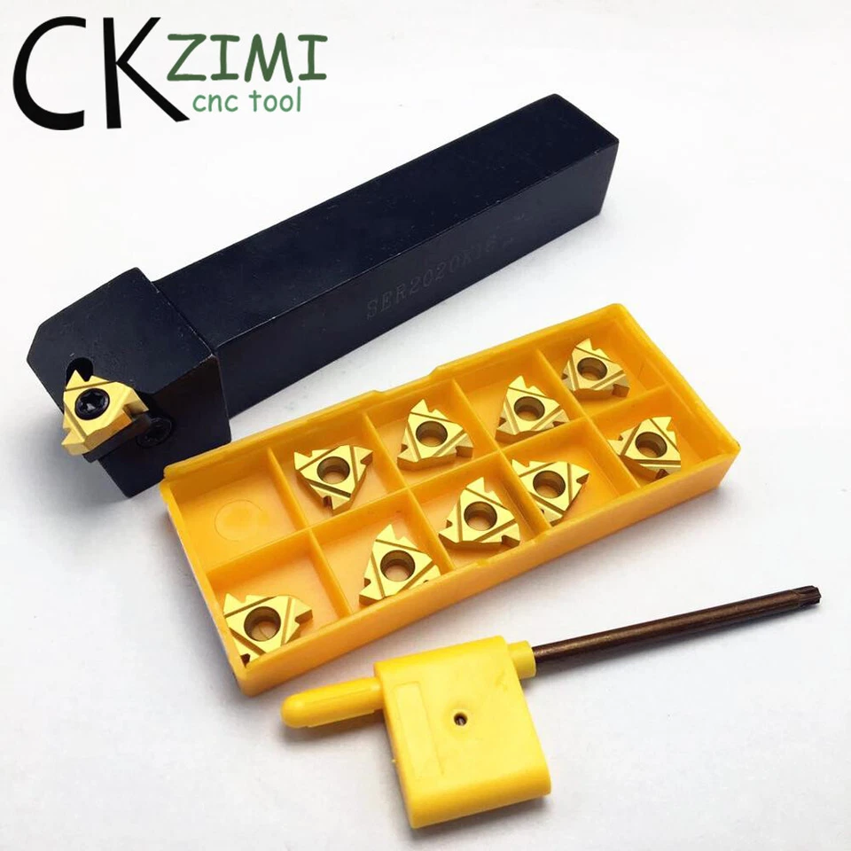 SER 2020K16 20mm CNC Lathe Threading Turning Tool Holder + 10pcs 3/8'' 16ER AG60 - Image 3 of 4