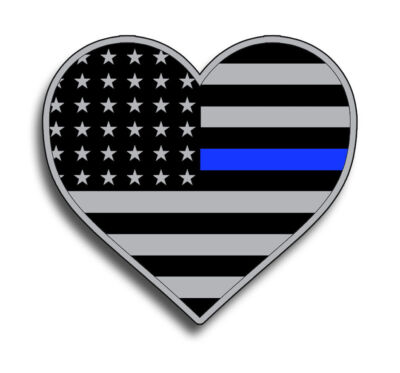 Heart Blue Line Flag Sticker Decal