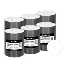 600 Pack Ritek Pro DVD-R 16X 4.7GB White Inkjet Hub Printable Blank Media Disc