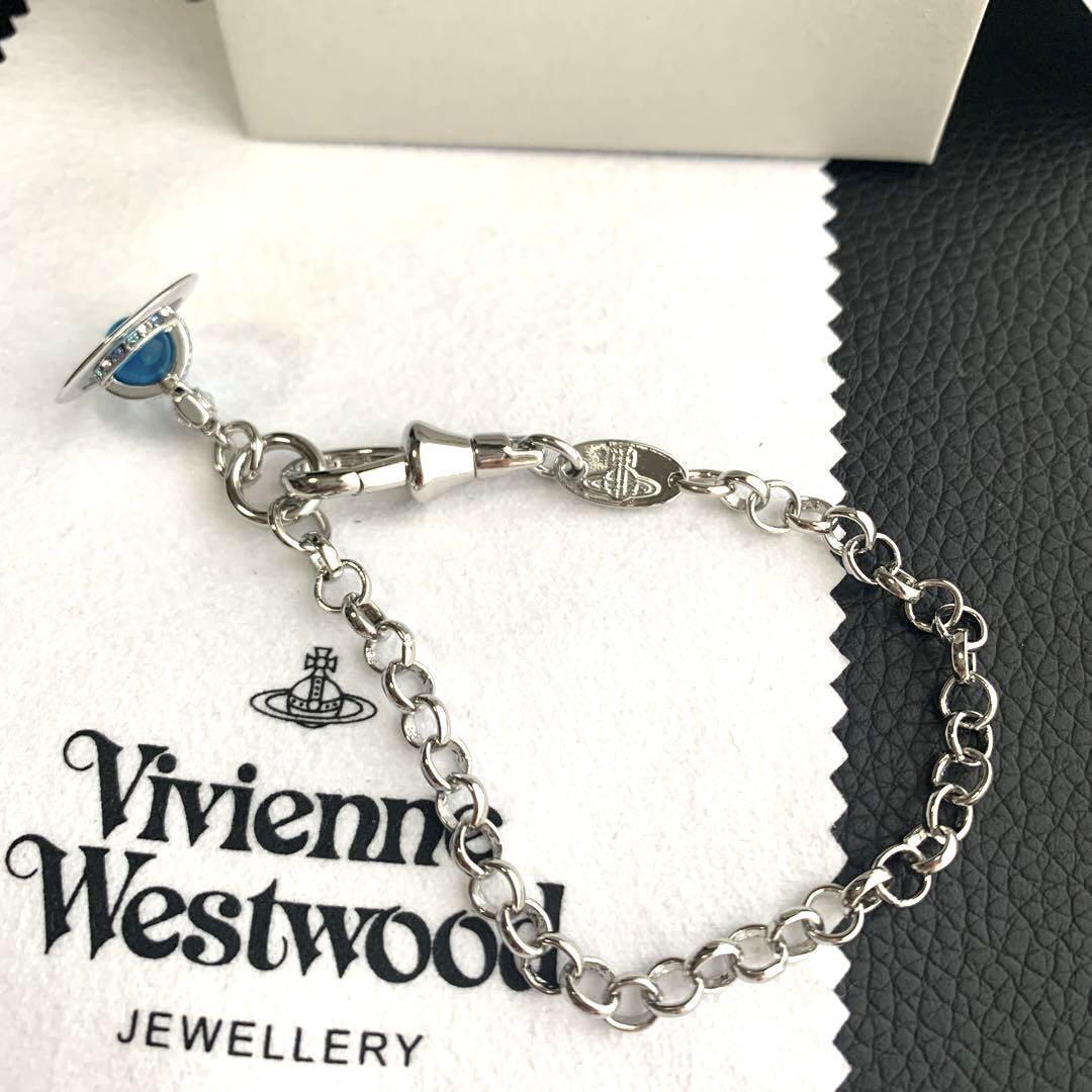 Vivienne Westwood Bracelet Orb 18cm Silver/Blue NO BOX Vivienne Westwood Bracelet Orb 18cm Silver/Blue NO BOX