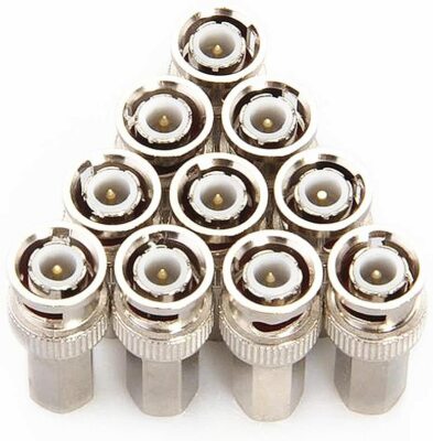 10X BNC Male Plug to RG59 Coax Connector Adapter Converter for CCTV Camera 