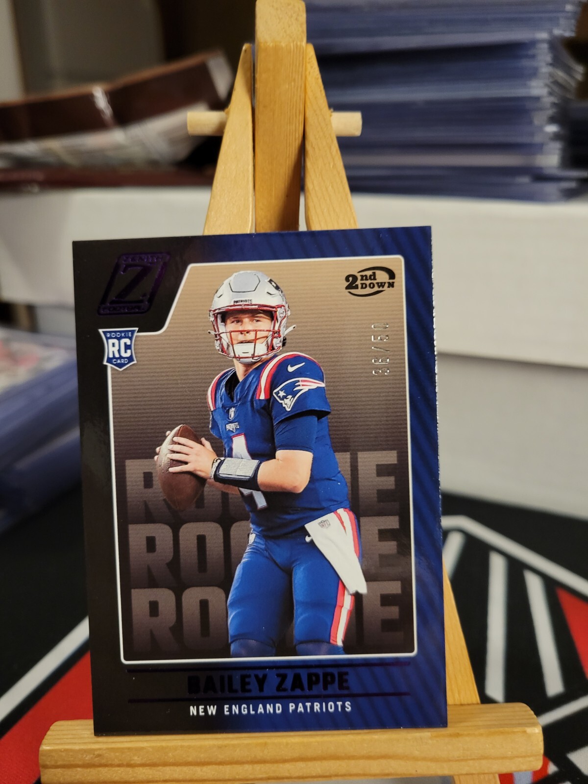 2022 Zenith 2ND DOWN Bailey Zappe RC #129.  /50.    NEW ENGLAND PATRIOTS
