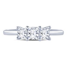 14kt White Gold Womens Princess Diamond 3-stone Wedding Engagement Ring 1.00ctw