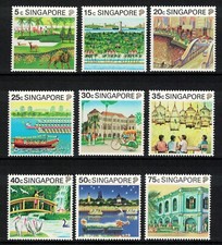 SINGAPOUR 1990 TOURISM LOW VALUE COMP. LOT DE 9 TIMBRES SC#567-575 EN MNH