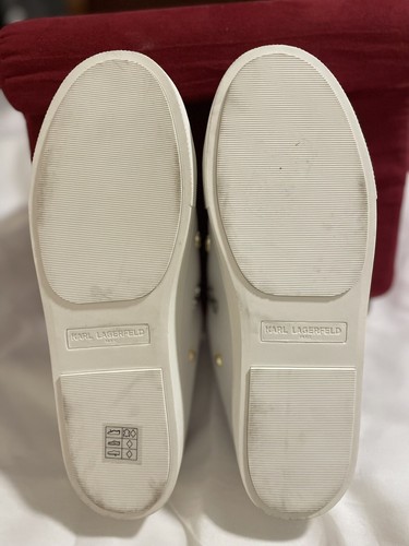 Karl Lagerfeld Paris Cordelia Charm White Leather Mule Sneakers Size 10M - Picture 12 of 13