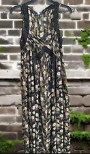 Fabulous Designer Grade and Gather Black Floral Maxi Dress