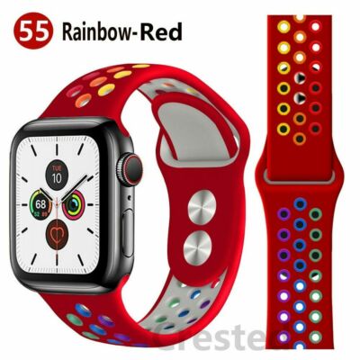 Apple Watch Series8 7 6 5 4 SE用バンド レインボー Rainbow Silicone Sport iWatch Band For Apple Watch Series 6 5 4 3