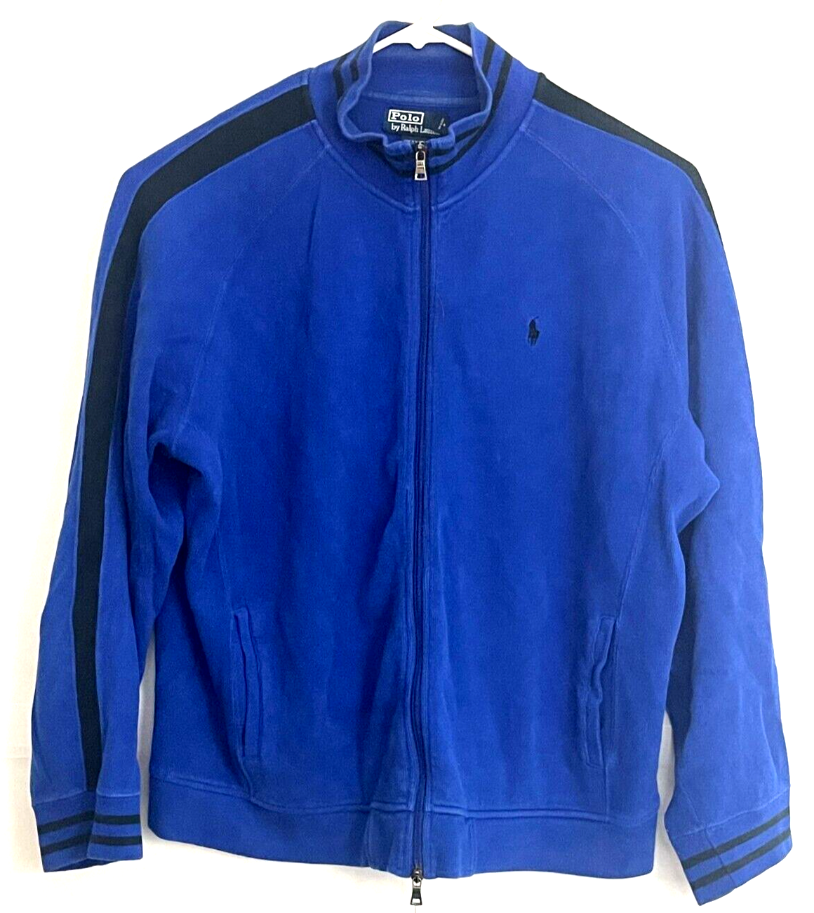 Polo Ralph Lauren Giacca Uomo XXL Blu Cerniera Intera 100% Cotone Logo Pony Felpa