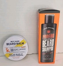 Duke Cannon Best Damn Beard Balm 1.6 oz Redwood Scent USA ProGro Beard Shampoo 