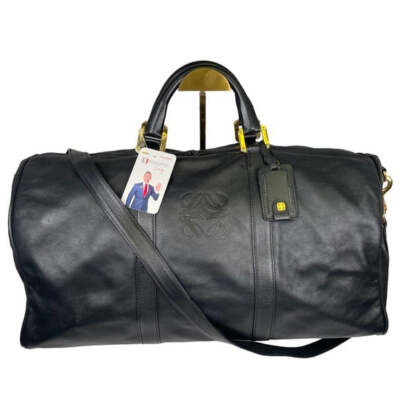 LOEWE ビジネスバッグ　ブラック×ゴールド Loewe Leather Black Gold Zip Large Boston Duffel Keepall 50