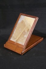 Miroir de Voyage Antique Belle Epoque 1900 - 1910 Bois Chêne Dalle Mercure