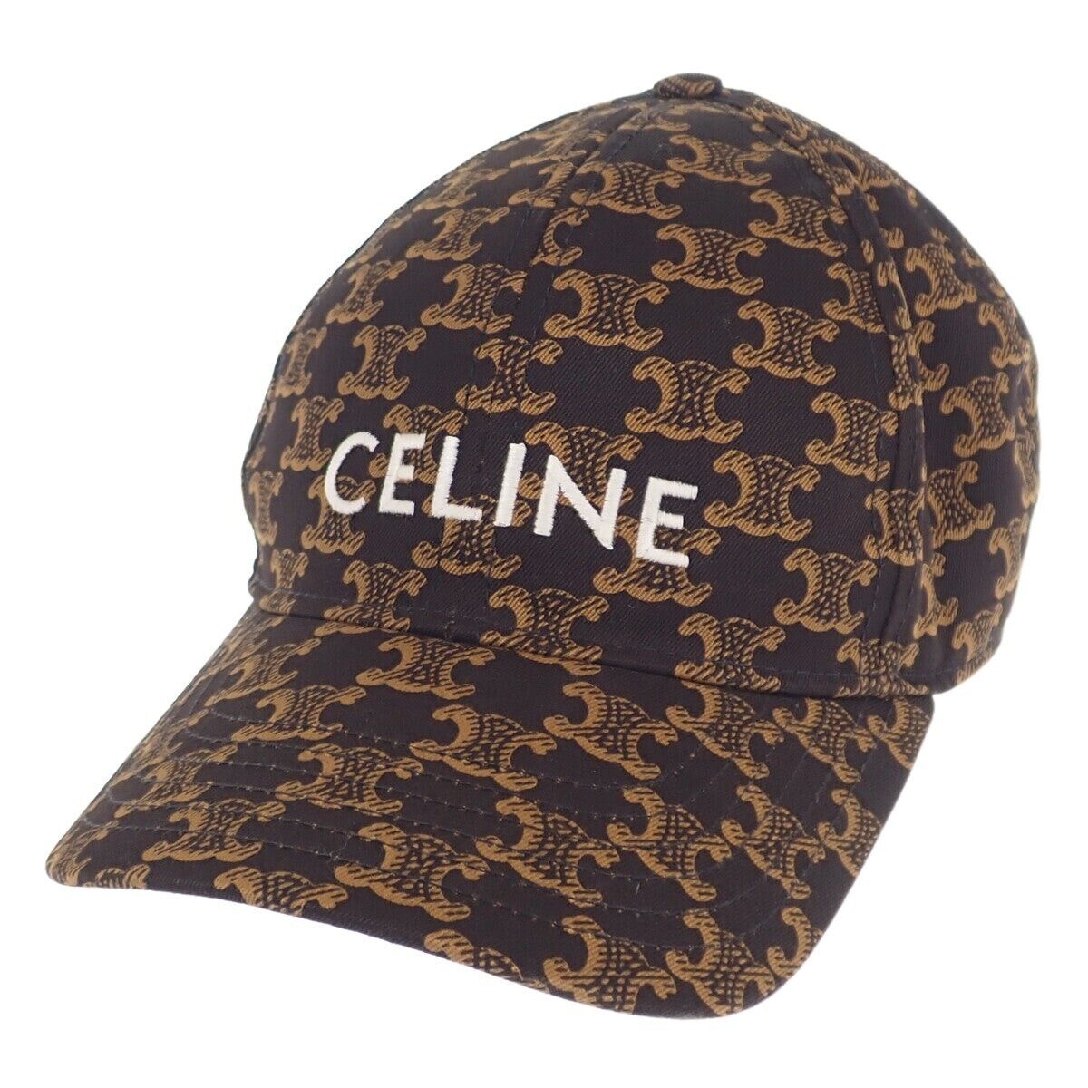 CELINE Triomphe Monogram Baseball Cap Hat Cotton Brown Size CELINE Triomphe Monogram Baseball Cap Hat Cotton Brown Size