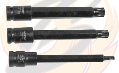 US PRO By BERGEN 31-Piece 3/8" Drive Impact Hex Torx Spline Bit Socket Set – S2 Steel Bits, Cr-V Sockets