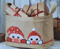 Permin - Stickpackung - JUTE-WEIHNACHTSKÖRBCHEN - Gez. Kreuzstich - 30X 22Cm