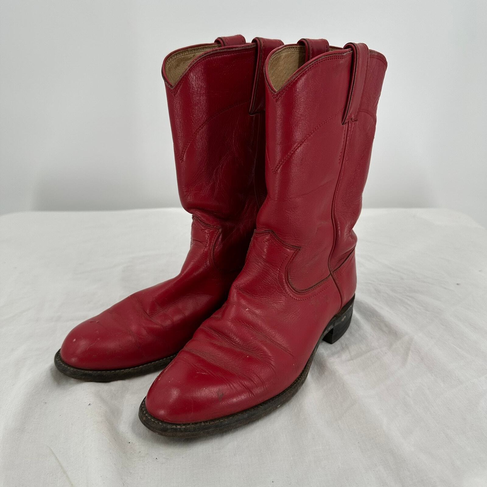 Justin Womens Cowboy Boots Size 6.5C Red Classic Roper Cowgirl Western L3055