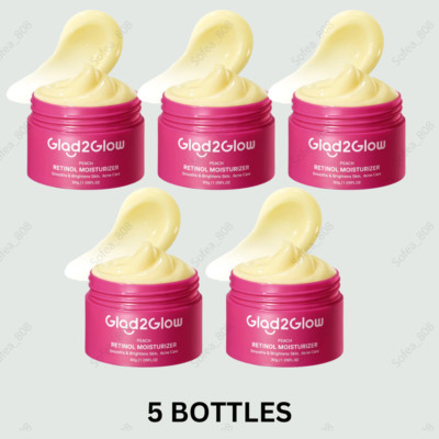5 X Glad2glow Peach Retinol Moisturizers Brightens Skin ,Free Shipping