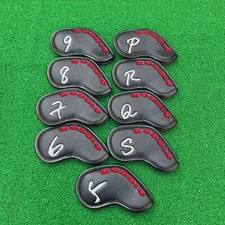 9Pcs Black&Roddio 5-9PSRQ Golf Club Iron Headcovers Covers Leather Magnetic 