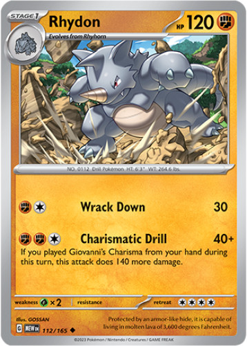 1x Rhydon 112/165  Scarlet & Violet 151 Pokemon TCG Card NM