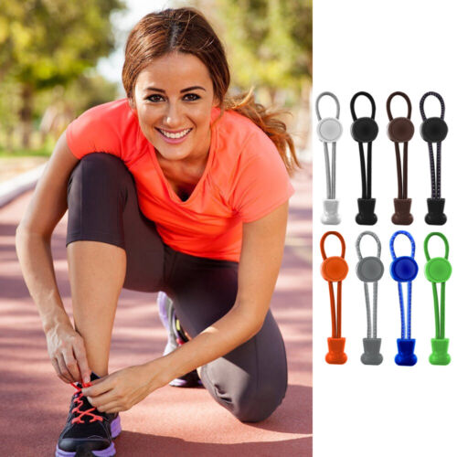 No Tie Elastic Locked Lock Shoelaces Toggle Shoe Laces Sneakers Runners Trainer - Picture 2 of 10